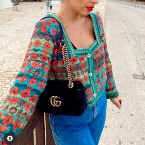 🎀ZARA bloggers favourite floral jacquard cardigan medium - Picture 2 of 16